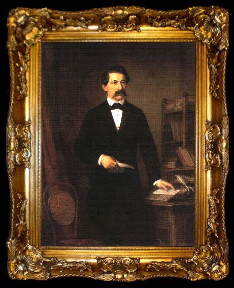 framed  Miklos Barabas Portrait of Janos Arany, ta009-2